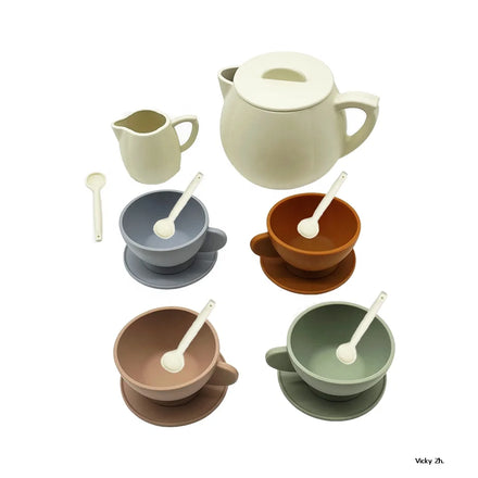 Tea Party Kids Pretend Mini Coffee Set Toys Toddlers Silicone Tea Cup Sets