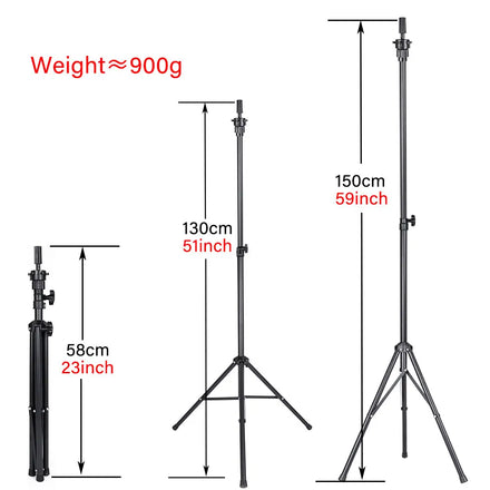 Leeons Iron Color Rings Adjustable Tripod Stand Holder Mannequin Head Hairdressing Training Wig Stands Tool