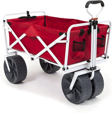 WOQI Folding Wagon Cart Heavy Duty Foldable with Adjustable Handle Utility Grocery Wagon Cart for Picnic Camping and Outdoor