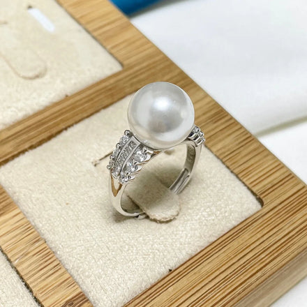 R1138 11-12mm Natural Freshwater Pearl Ring Accessory 925 Sterling Silver Adjustable Size Engagement Jewelry Ring for Women