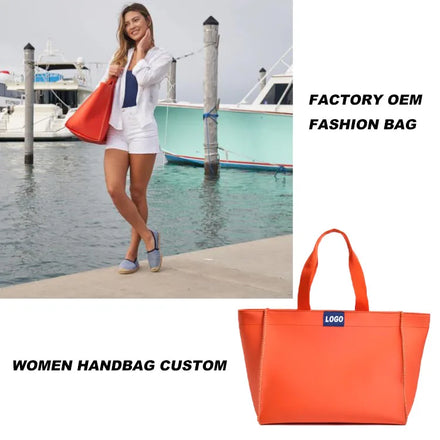 Custom Neoprene Waterproof Beach Tote Bag for Women Portable Zipper for Winter Summer Travel Shopping Weekender Diaper Handbag