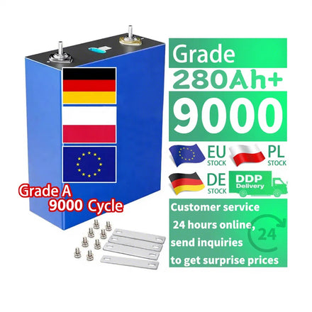 BSY 3.2V 280Ah LiFePO4 Battery with 5 Years Warranty 8000 Cycles Prismatic Lithium Ion Cell for Solar Storage RV DIY Pack