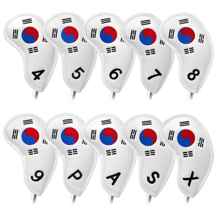 Factory Custom PU Leather Golf Cover for Iron 10pc/Set with Embroidered Logo-Premium Golf Head Cover