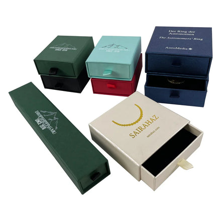 Luxury Rigid Boxes Custom Logo Printed with Matt Lamination Embossing Recyclable Grey Board Small Gift Jewelry Paper Drawer Box