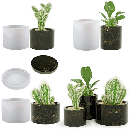 Silicone Planter Mold for Jewelry Box Brush Pen Holder for Succulent Cylinder Resin Custom Logo Flower Pot Mold Moulds Flexible