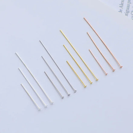 Hot Sale 925 Sterling Silver Gold Plating Minimalism 0.5mm Flat Head Pins for DIY Jewelry Making
