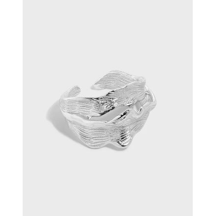 18k Gold Plated Textured Ring Jewelry Open Adjustable Sterling Silver 925 Chunky Layered Rings for Women Girls