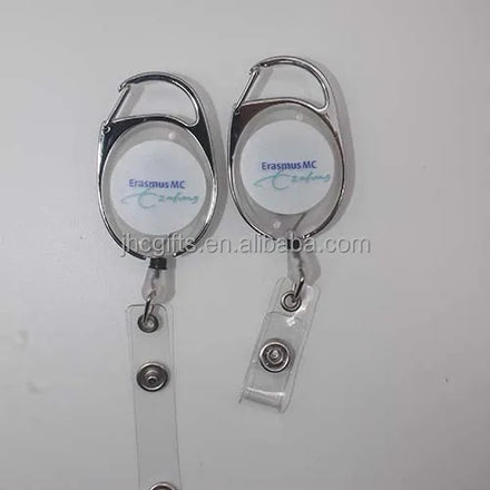 Carabiner Retractable Recoil yoyo Ski Pass Id Card Holder Retractable Badge Reel Key Chain