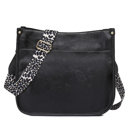 Large Capacity Retro Crossbody Bag for Women Soft PU Leather Fashionable Portable Shoulder Bag Letter for Work Commuting Casual