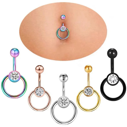 316L Surgical Steel Slave Navel Piercing Ombligo Belly Button Ring Dangle Crystal Navel Stud Body Piercing Jewelry