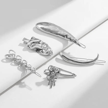 New 2023 Original Design Women Girls Accessory Melting Silver Metal Hair Clip Curl Stylish Metal Hair Pins Clip for Hair