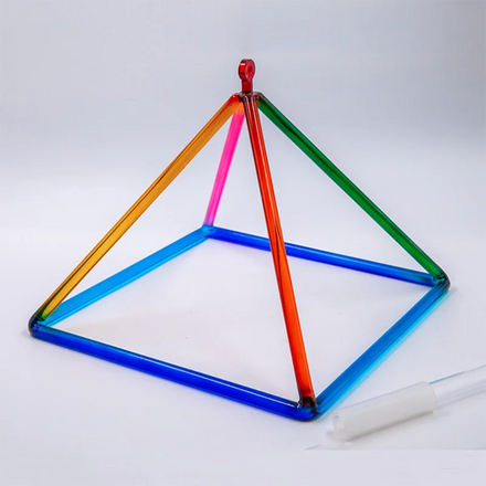 rainbow Crystal Singing Pyramid with Artificial Leather Carrying case and Singing Bowl Mallet Quartz Suede Striker