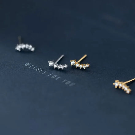 Cubic Zirconia Earings Geometric Shape Gold Plated Small 925 Sterling Silver Stud Earrings Fashion Jewelry for Women Girls