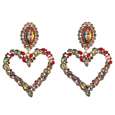Bulk Wholesale Earrings Vintage Colored Diamond Earrings Gold Heart Alloy Earrings Fine Jewelry