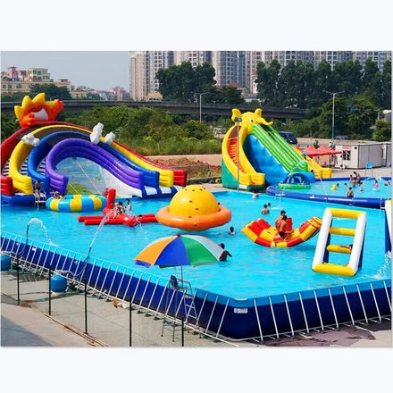 Customization PVC Material Swimming Pool Inflatable Water Slide Park CE Certified 5-Year Warranty Outdoor Use