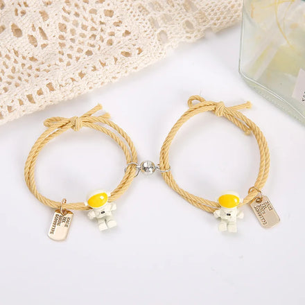 Astronaut Knitting Magnetic Hair Elastic Bracelet for Couple 2pcs/set KIB088