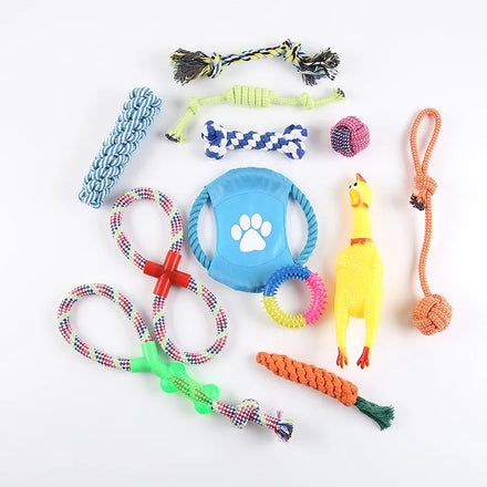 Manufacturer Wholesale 12PCS/SET Eco-Friendly Cotton Rope Dog Toy Interactive Chew Toy