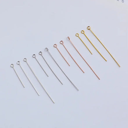 0.5mm Eye Pins 925 Sterling Silver Simply Hollow Round Head Pins for DIY Jewelry Making