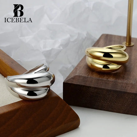 ICEBELA 925 Sterling Silver Custom Adjustable Ring Chunky Ring Minimalist Jewelry 18k Gold Plated Jewelry Women Rings for Girls