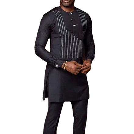 M-4XL Dashiki African Clothing for With Men's Trousers and Striped Men's Shirt 2-piece Summer Men's Sweatshirt Set New _