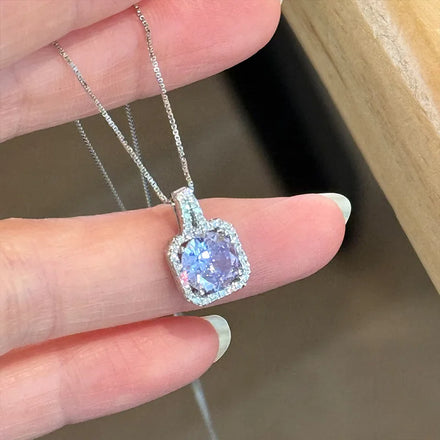 Understated Sparkle Dual-Tone CZ Necklace 925 Sterling Silver Minimalist Pendant for Effortless Everyday Elegance