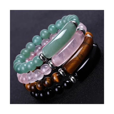 Bestone Hot Healing Crystal Adjustable Stretch Bracelet 8mm Round Yoga Crystal Natural Gemstone Bead Bracelet for Men Women