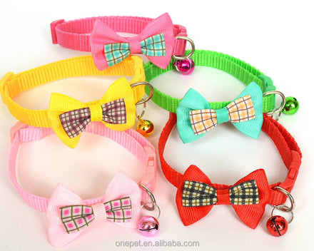 Adjustable Nylon Bell Cat Collar with Solid Pattern New Design Polyester Pet Neck Accessory Wholesale for Dog Walking
