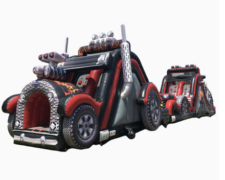 Adult Truck Inflatable Obstacle Course-PVC Material 56' Long 50-Person Capacity Easy Setup