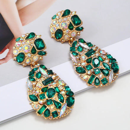 2023 New Arrivals Vintage Teardrop Big Dangle Drop Earrings for Women Luxury Colorful Crystal Water Drop Diamond Earrings Women