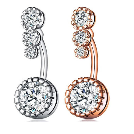 Wholesale Cute Fashion Navel Rings for Women Trendy Stainless Steel with Zircon Gold Plated for Wedding Body Piercing Jewelry