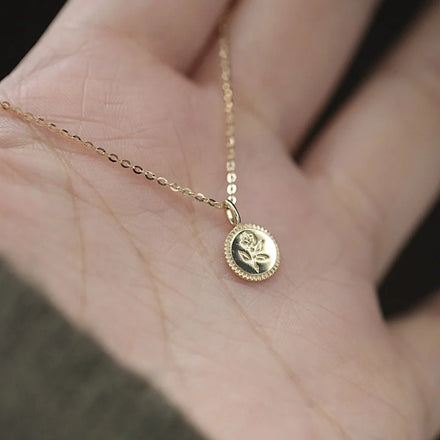 S925 Sterling Silver Gold Plated Round Brand Rose Necklace Women's Simple Temperament Light Luxury Pendant Collar Chain