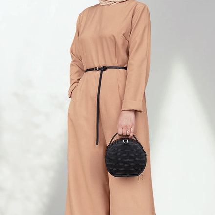 Loriya Muslim Islamic Clothing Solid Color Fashion Wide Leg Long Pants Islamic Abaya Playsuit Modest Women Jumpsuit
