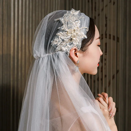 2020 New Release Elegant Bridal Veil Hat with Long Soft Yarn Wedding Dress Veil Illusions Bridal Tiaras Veil Set