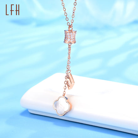 Customize Lucky Clover Necklace Delicate Agate Original Buckle Diamond Jewelry 18k Rose Gold Diamond Necklace