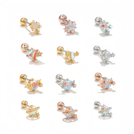 Korean Dream Starry Sky Zircon Ear Stud Wholesale Fashion Diamond Moon Star Earrings Studs Exquisite Piercing Jewelry for Women