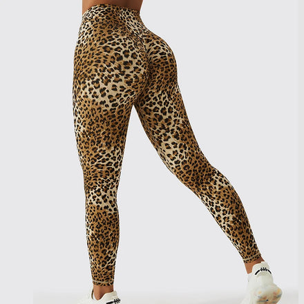 Fashion Tummy Control Custom logo Scrunch Butt Leggings High Waisted Workout Leopard Yoga Leggings