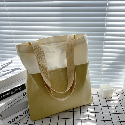 Women's Fashion Handbag Canvas Bag Women's Single Shoulder Messenger Bag Solid Color Literary Canvas Single Shoulder Bag