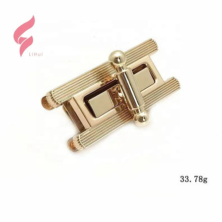 Lihui Wholesale Custom Design Eco-friendly Zinc Metal Handbag Lock Hardware with Twist Lock Nickel-Free Plating and Custom Logo