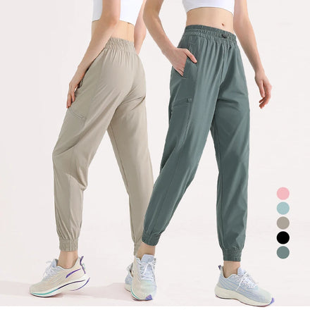 Custom Logo Women Sportswear Pantloons Workout Sweatpants Quick Dry Running Fitness Yoga Pants With Zip Pockets