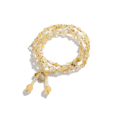 Wholesale Women's Classic Brass Smoky Quartz Beaded Designer Charm Bracelet Natural Amethyst Stone Gold Plating Healing Gift