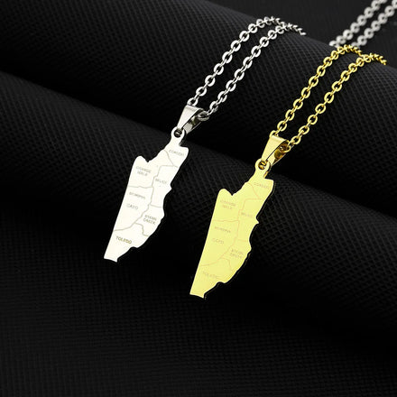Manufacturer 18K Gold Plated Enameled Belize City Map Chain Necklaces Stainless Steel Silver Enamel Belize Flag Chain Necklace