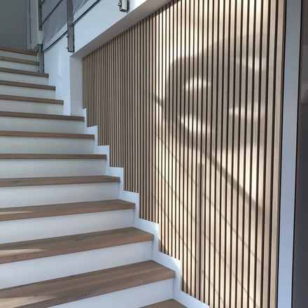 Akupanel Decorative Veneer Slat Wooden Grooved Sound Proofing Wood Wall Acoustic Panel