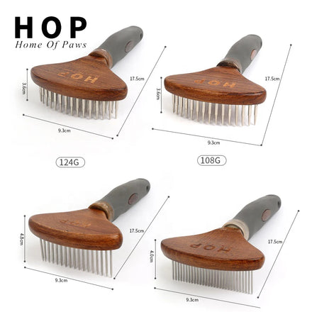 Classical Style Upscale Custom Logo Wooden Pet Needle Comb Dog Pet Grooming Rake Comb