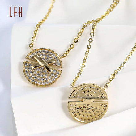 18k Gold CZ Round Pendant Necklace Real Gold Jewelry Wholesale Saudi Gold Jewelry Pawnable 18k Gold Necklace 18k Real