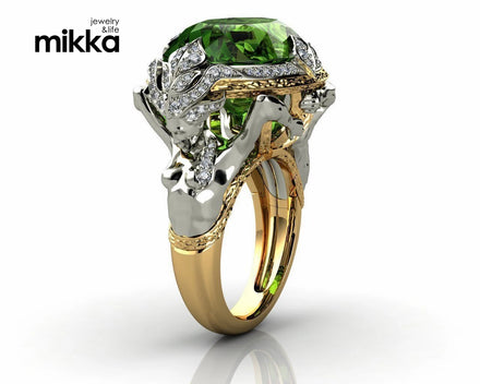 Vintage Green Zircon Rings for Women Accessories Engagement Ring Ladies Wedding Promise Female Ring New