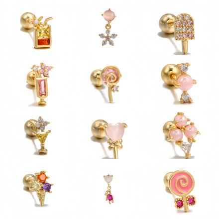 ZUOLA Fashion Jewelry Piercing Earring 18K Real Gold Plated Hypoallergenic Vintage Cute Drop Studs Earring for Women