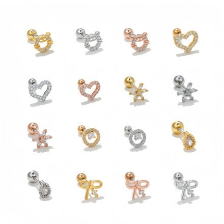 Zircon Ear Bone Stud 18K Gold Plated Brass Hot Girl Ear-Caring Ear Bone Pin Sleeping No Need to Take Off Diamond Earrings