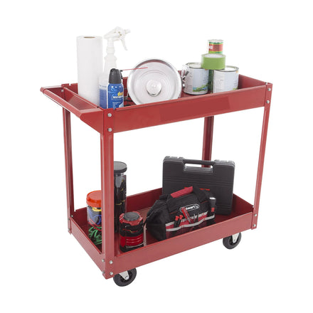 Pit Tool Cart Stalwart Vice Utility Cart Heavy Duty Supply Cart with Two Storage Tray Shelves Laser Cutting Bending Metal