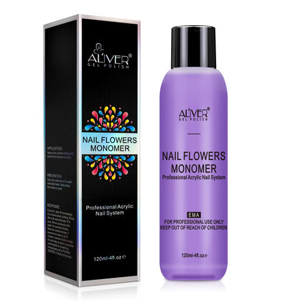 ALIVER 120ML Wholesale None-yellowing Formula Long Lasting Nail Beauty Flowers Monomer Acrylic Nail Liquid