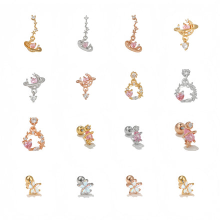 High-quality Korean Zircon Flower Ear Stud Jewelry Wholesale Women Piercing Earrings Gold Plated Starry Sky Brass 18Kgold Trendy